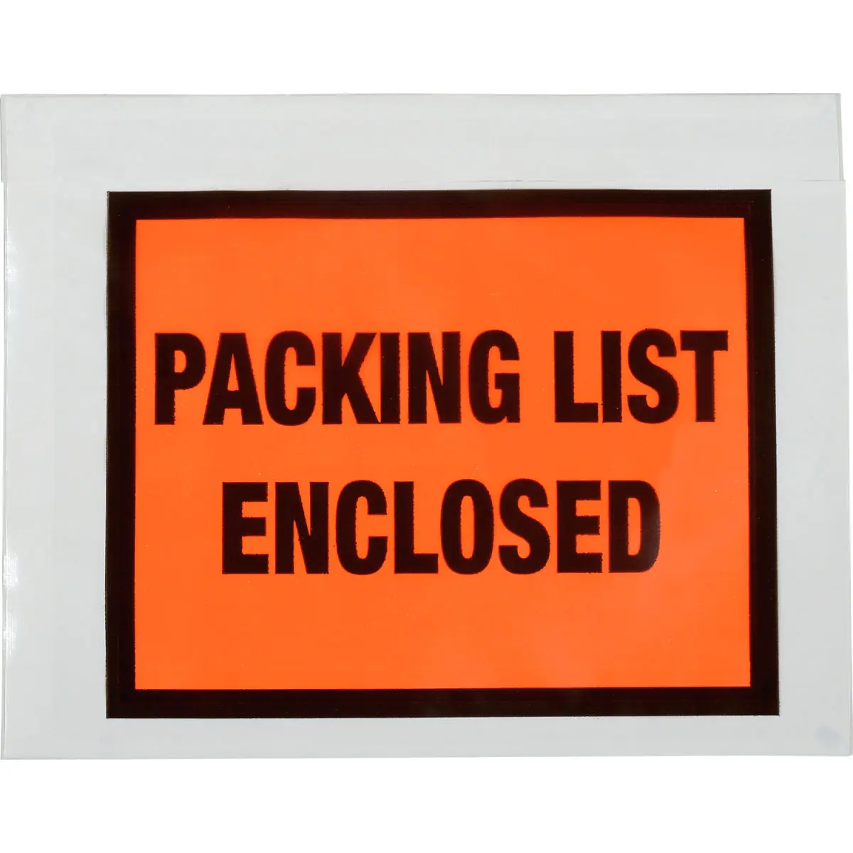 The Packaging Wholesalers B43989 Plastic Full Face Envelopes - 5.05 x 7 in, Pre-Printed "Packing List Enclosed", Orange, Recycled Materials, Strong Adhesion - 1000 per Case