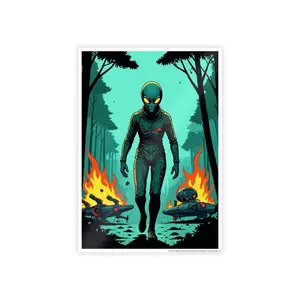 Glossy Alien Poster Artistic Decor