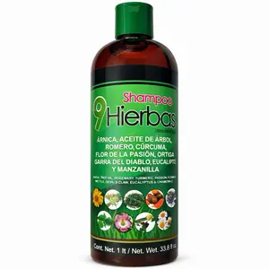 9 Hierbas Herbal Shampoo – Arnica, Rosemary, Tea Tree & Turmeric Blend – 1 Liter Natural Botanical Hair Cleanser  – Refreshing, Clarifying Formula for Hair & Scalp Care