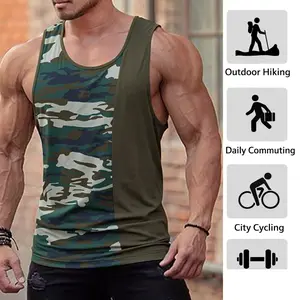 Men’s boyfriend-style camouflage print athletic tank top; training tank top; basic T-shirt; graphic T-shirt; knit sweater; men’s boyfriend-style T-shirt; men’s gym tank top; breathable muscle-man sports top