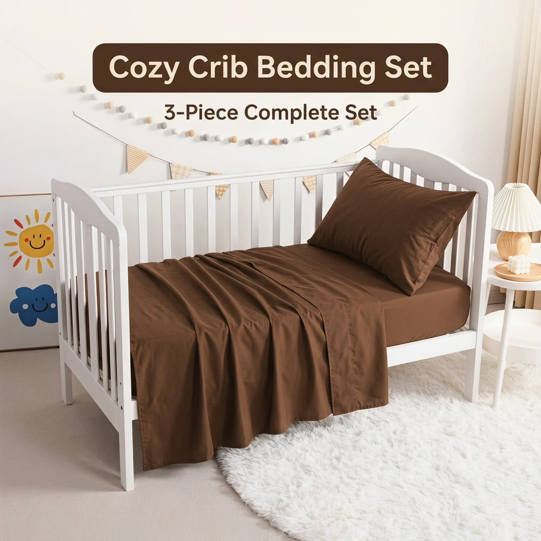 Bedsum 3-Piece Microfiber Bedding Set - Silky, Wrinkle-Resistant All-Season Linens with Flat Sheet, Fitted Sheet, Pillowcases for Small Beds, Microfiber Bed Sheets