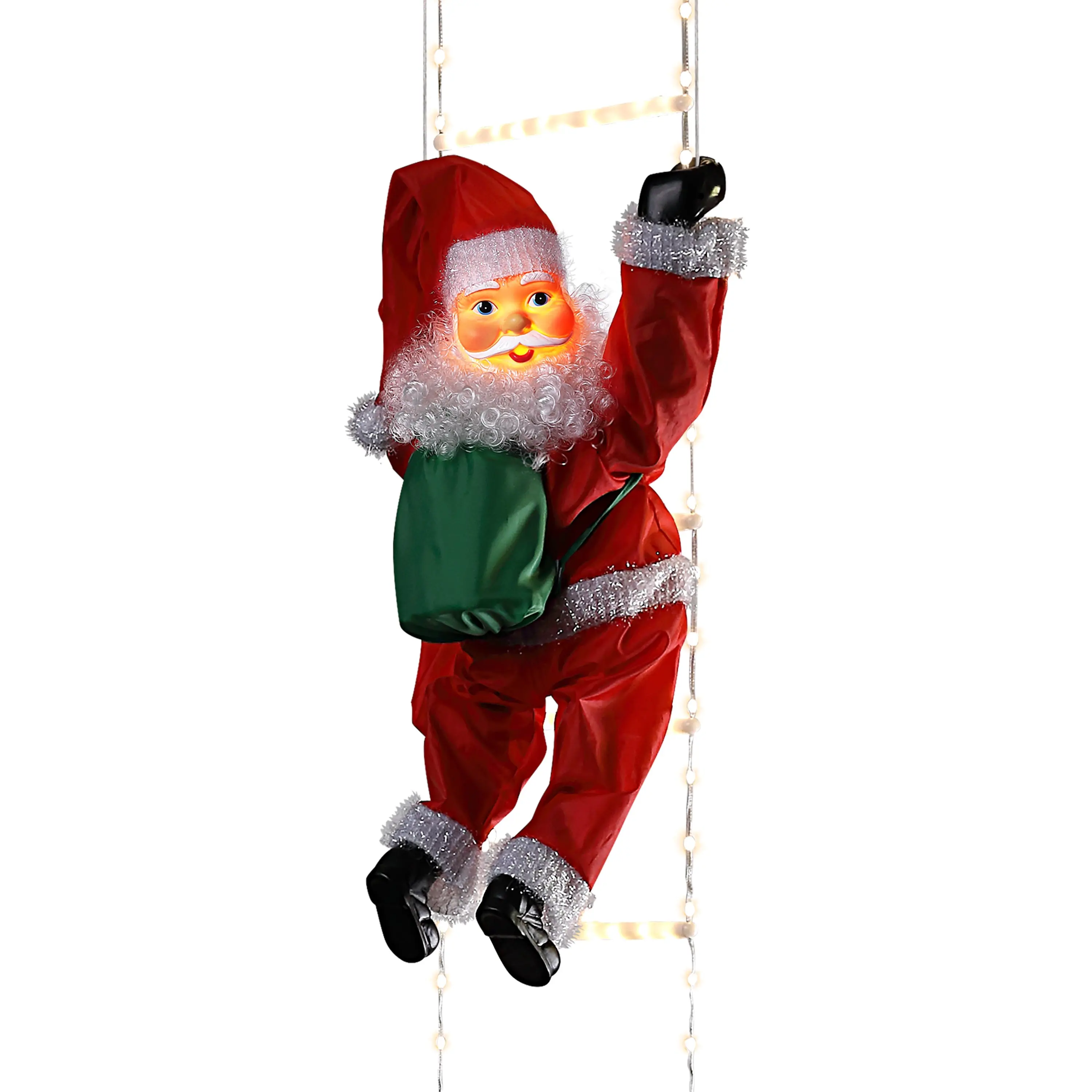 10 ft. Outdoor Animated Rope Ladder Climbing Santa Christmas Decor with Built-in Songs, Festive Home Decoration for Holiday Displays