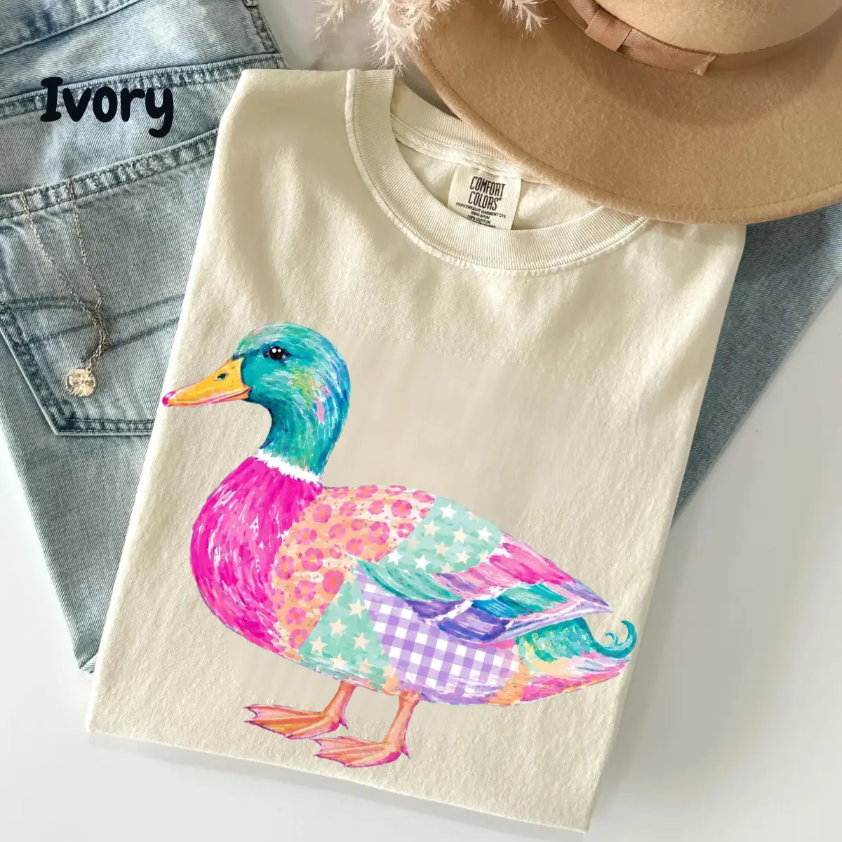 Mallard Duck Comfort Colors Shirt, Printed Patchwork Lake Life Graphic Tee, Outdoor Nature T-Shirt