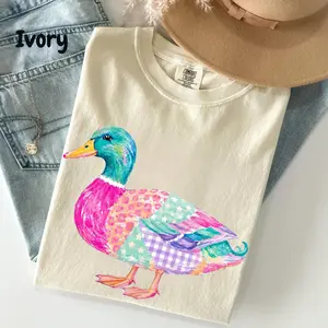 Mallard Duck Comfort Colors Shirt, Patchwork Lake Life Graphic Tee, Outdoor Nature T-Shirt