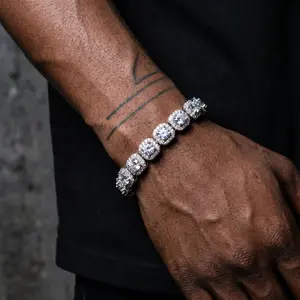 [Fancy Society] Iced Out Cuban Tennis Bracelet for Adults, 10MM Wide, 316L Titanium Steel Hip-Hop Costume Jewelry for Anniversary, Birthday