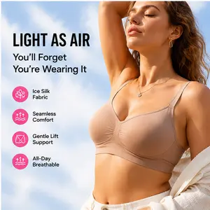 Seamless, wireless, and fully supportive — the Nobraza 3-pack bra set is engineered for all-day ease. With no underwire and full coverage cups (up to 44DD), each bra feels barely there. Ideal for yoga, travel, sleep, and hot summer days.