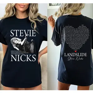 Landslide Song Lyrics T-Shirt, Heart Design Front & Back, Music Lover Gift Tee, Retro 70s Classic Rock Apparel