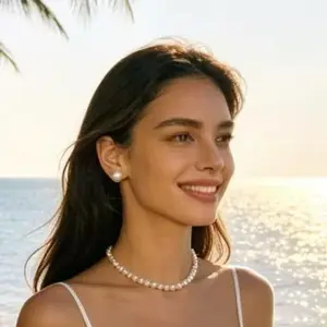 Amy&Jo 6-8mm Freshwater Pearl Stud Earrings, Sterling Sliver Posts with Hypoallergenic Plastic Earring Backs