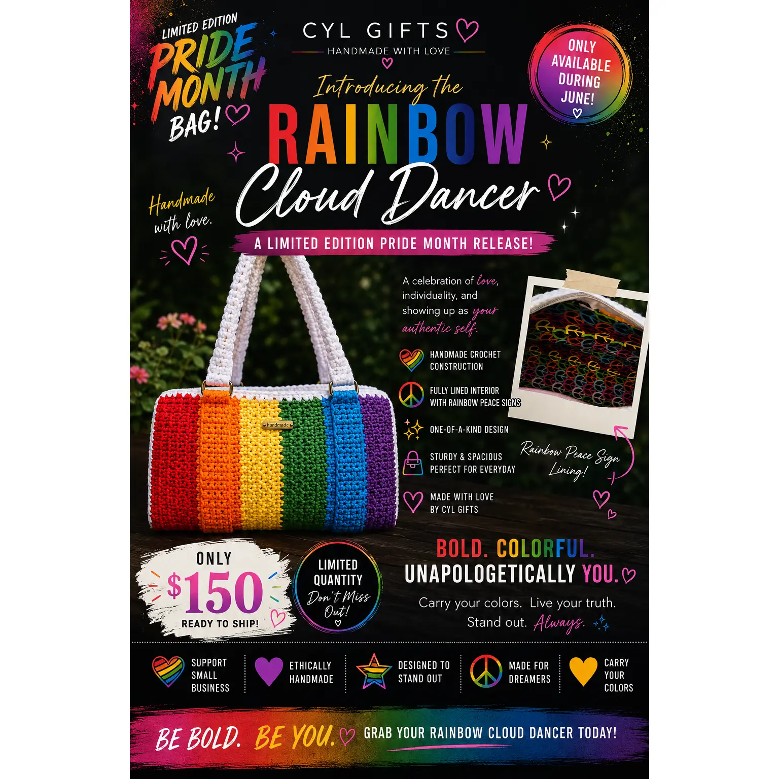 Rainbow Cloud Dancer Handbag | Limited Edition Pride Month Collection