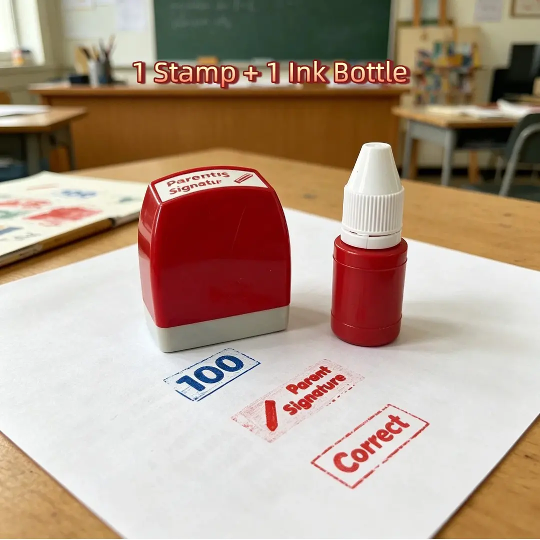 Self-Inking Teacher Stamp Set with Ink, Classroom Encouragement Stamps, Student Assignment Signatures, School Reward Stamps, Educational Feedback Tools