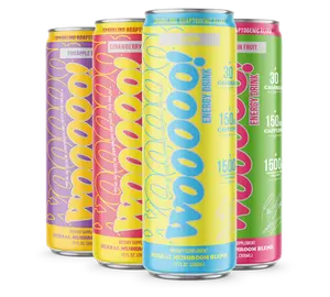 Wooooo Energy 4 Pack - 1500mg Nootropic + Adaptogen Blend, Jitter-Free Energy, Gluten-Free, Vegan, 6g Sugar, 30 Calories