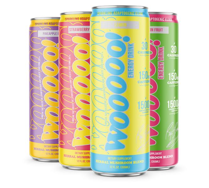 Wooooo Energy 4 Pack - 1500mg Nootropic + Adaptogen Blend, Jitter-Free Energy, Gluten-Free, Vegan, 6g Sugar, 30 Calories