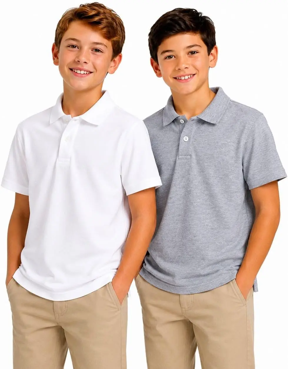 Boys Polo Shirts School Uniform Cotton Blend Collared Tops | Soft cotton blend fabric, breathable and durable, classic collared design, 2 pack value, ideal for school and daily wear