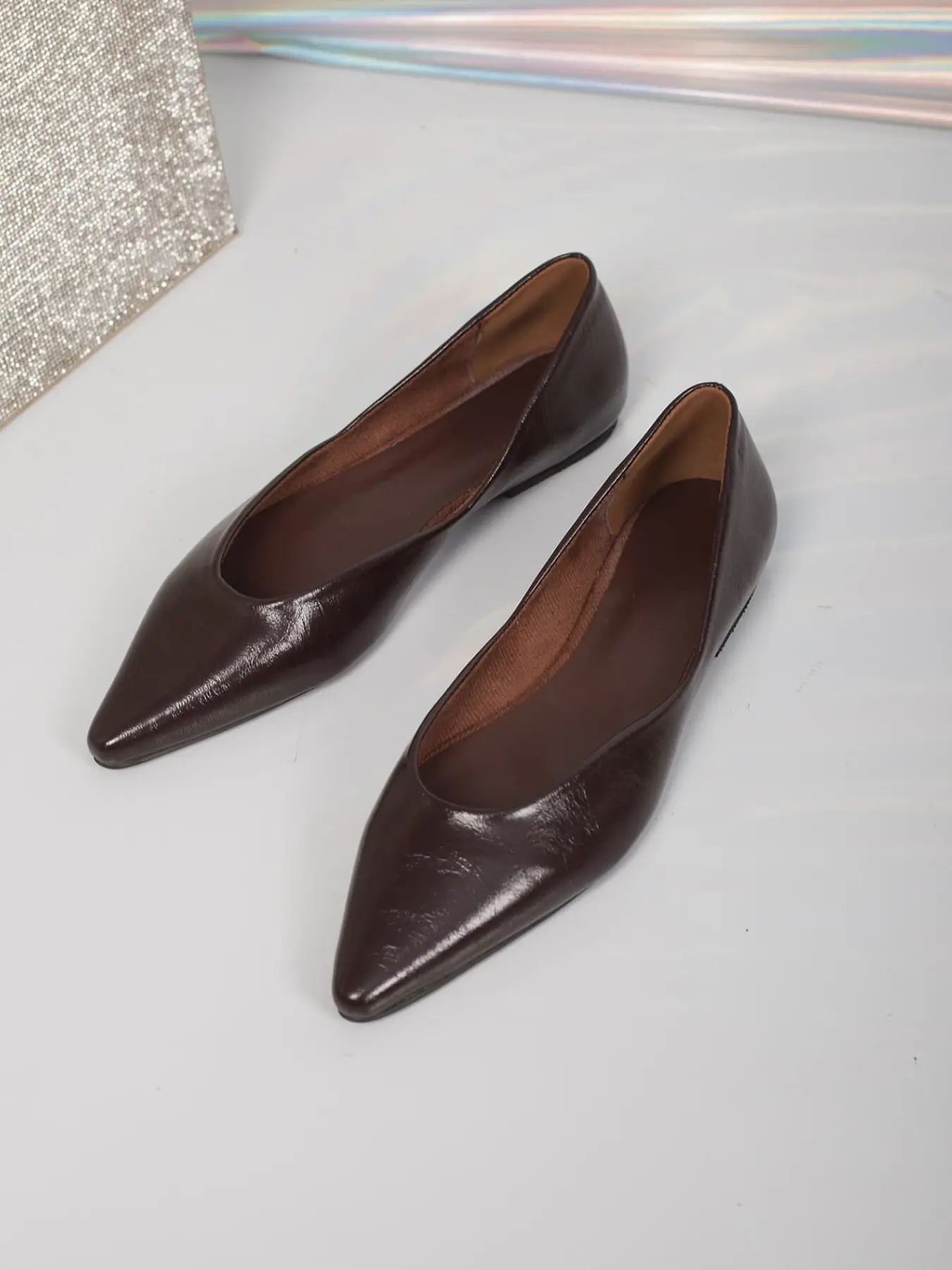 Women's Pointed Toe Patent Leather Flat Shoes, Versatile Flat Shoes, Slip-On Closed Toe Footwear, Professional Office Footwear, Comfortable Work Flats for Business Casual, Formal Events, Large Size Friendly, Soft Insole, Elegant Daily Footwear
