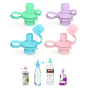 2-in-1 Water Bottle Cap,   Topper for  Pouch, No Spill Spout Adapter Turn Water Bottle into Sippy Cups, Protects 's Mouth, Travel Essentials (Mix/v2-4 Pack)