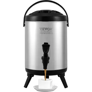 Father's Day Gift VEVOR Insulated Drink Dispenser, 1.5 Gal 6L, Stainless Steel, Thermal Beverage Server with Spigot, Suitable for Hot/Cold Drinks, Ideal for Tea, Coffee, Water in Cafes & Restaurants
