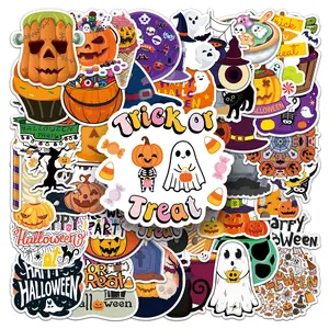 50pcs Halloween Series Skull Decal Stickers for Scrapbooks Journals Laptops Water Bottles Cars Truck Car Decorative Sticker Decals, Inspirational Designs, Positive Message Gifts