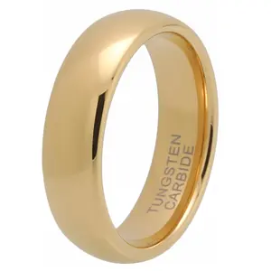 Gold Tungsten Carbide Ring 6MM – Scratch-Resistant Couples Band for Him & Her, Comfort Fit Wedding/Promise Ring, Everyday Durable Jewelry
