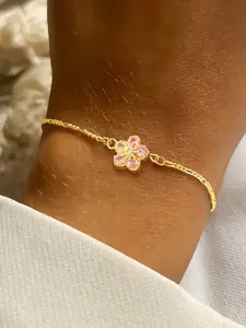 Women's Elegant Floral Bracelet, Stainless Steel Chain, Plated, All-Season Accessory, Fashionable Jewelry, Stacking Bracelet