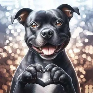 5D DIY Full Drill Round Diamond Painting - Diamond Art Kit, Diamond Painting Kits, Smile, Black Dog, Heart Mosaic, Canvas - DIY Decor, Home Wall Decoration, Suitable for Halloween, Christmas, Birthday, and Anniversary Gifts