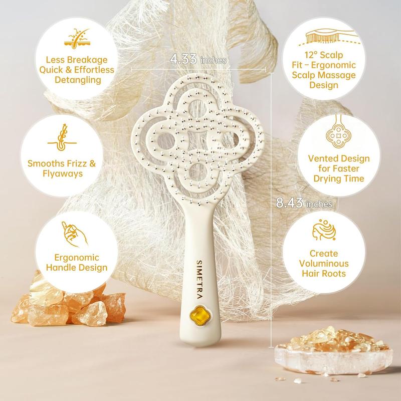 Simetra LuckyComb & Premium boar bristles specially designed effortlessly styling with a 10° angle that hugs the scalp. Made from HIPS high-impact polycarbonate material with natural crystal accents. Valentine's Day gifts