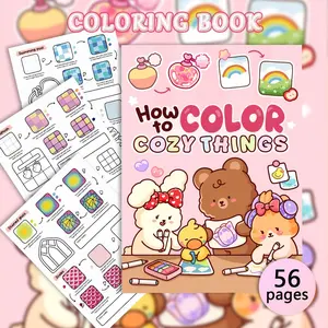 1PC Cute and Cozy Kids' Coloring Book, thick and durable erasable pages, soothing home-themed patterns, perfect for friends' meetups, parent-child games, stress-relief doodling, ideal Valentine's Day gift, adult coloring book