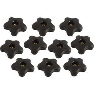 770818 10 Pieces 3/8 16 Female Thread Star Knobs 2.25 Inch Diameter with Through Insert