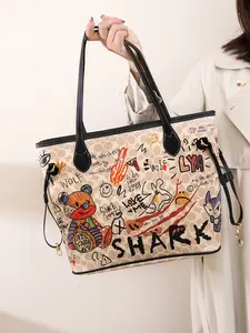 Women's Large Capacity Handbag, Cute Print Design, New Arrival 2026, Stylish & Practical Women Bag, Multifunctional Portable Bag, Perfect Gift Idea