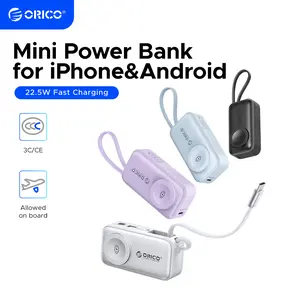 Orico 3-in-1 Portable Power Bank with Integrated Cable, Watch Wireless Charging, and Foldable Wall Plug – Compact Fast-Charge Battery for iPhone & Android - S18