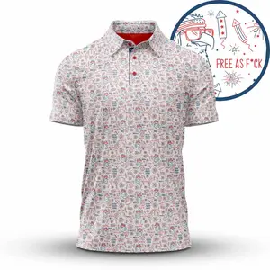 USA 250th Anniversary Golf Polo Shirt Men’s American Flag Lightweight Athletic Casual Wear