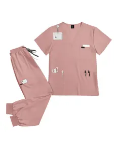 Men's Nurse and Doctor Scrub Set Beauty Salon Scrub Top Clinical Jogging Pants Care Waist Cinching Outerwear Care Workwear Uniforms Set