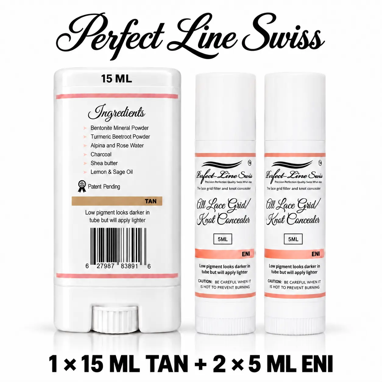 Perfect Line Swiss Lace Wig Grid and Knot Concealer {Single 15 ML and DOUBLE Pack 2/ 5ML TUBES} Affordable Solution for a  Natural-Looking WIG