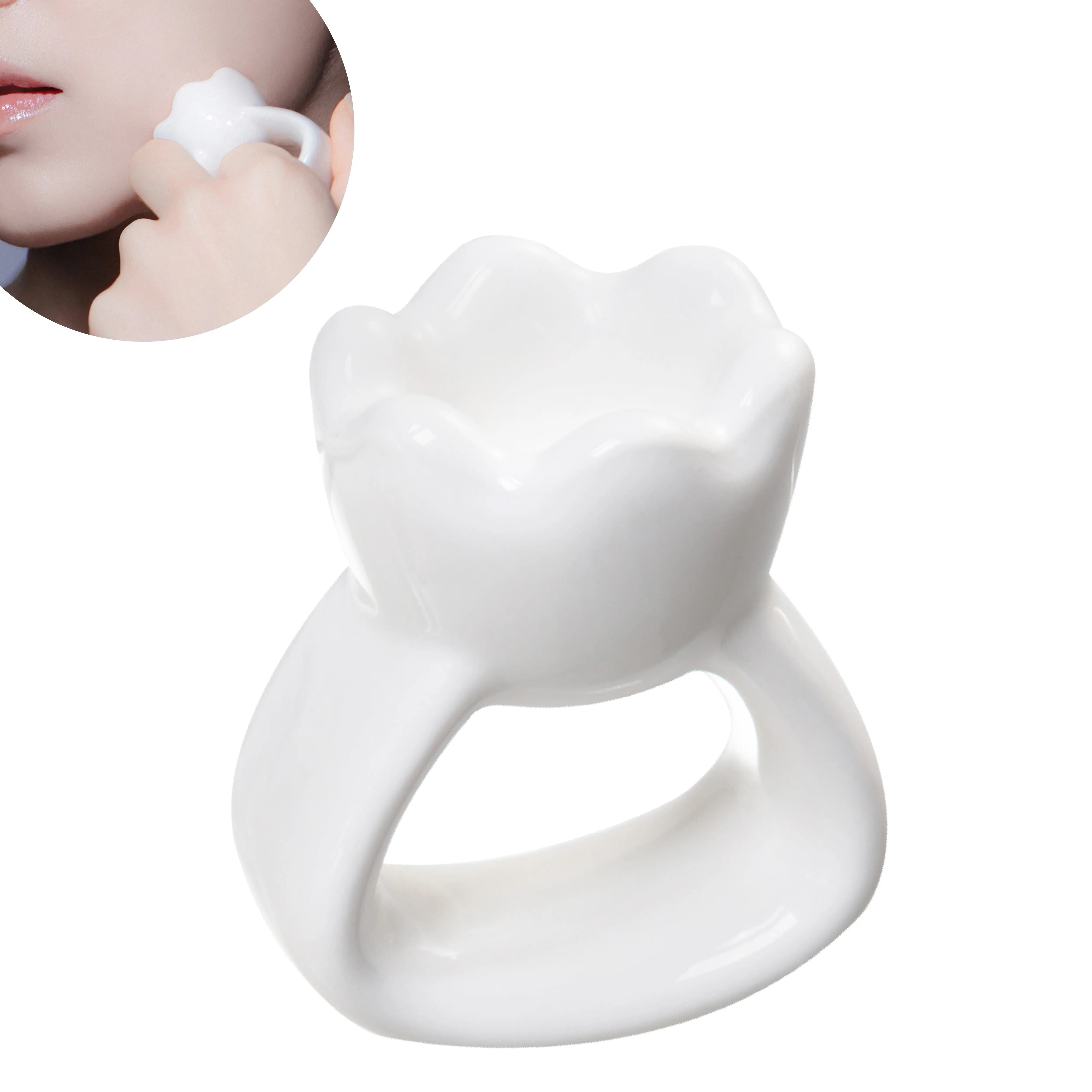 HAUA Ring Gua Sha Premium Natural Ceramic Face & Body Massager | Lymphatic Drainage Tool | Sculpting & Depuffing | Korean Beauty Essential