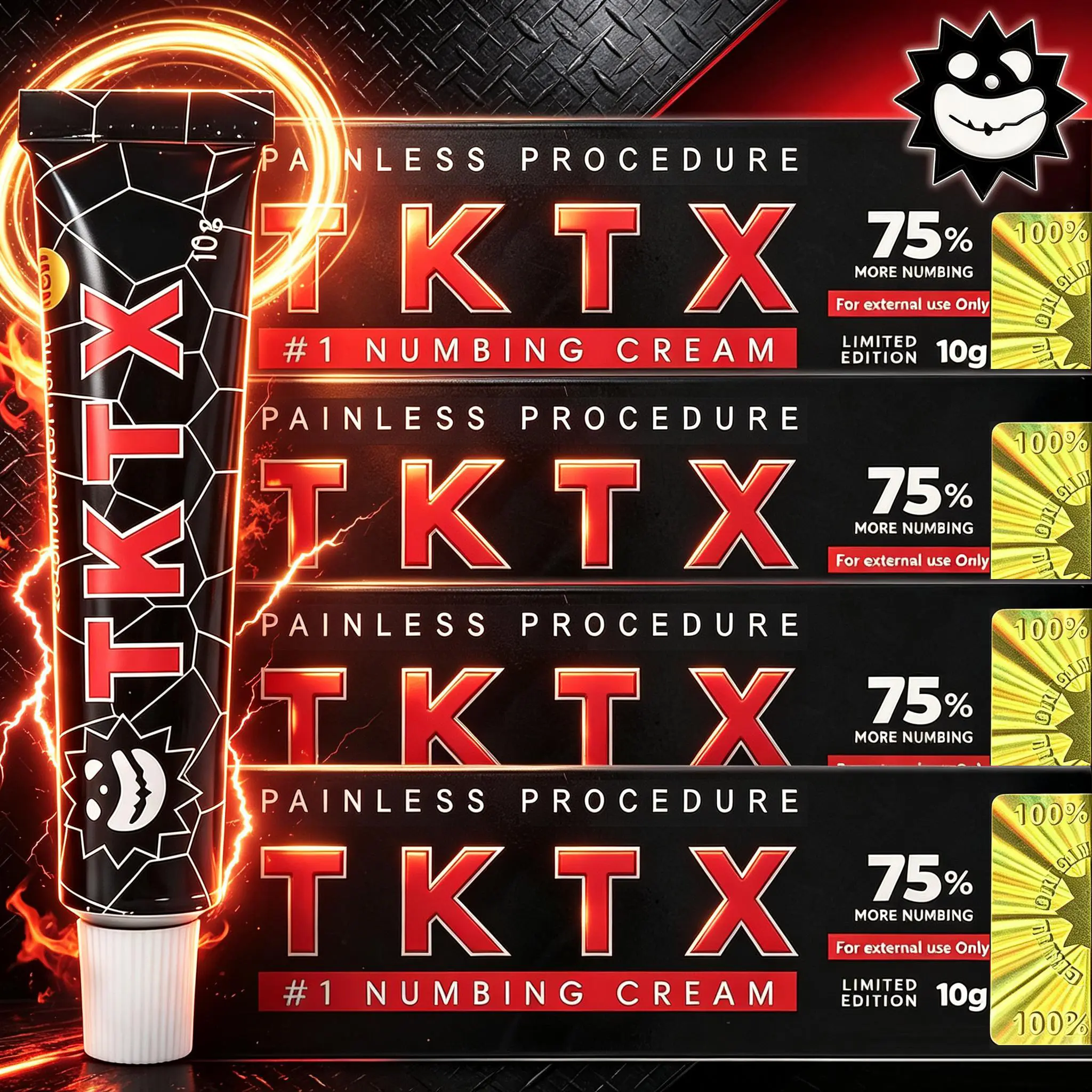 Deep Numbs TKTK Black Tattoo Skin Care Cream, Gentle Skin Lotion, 10g Per Tube, Professional Skin Care for Tattoo Artists, Microblading, Piercing & Permanent Makeup