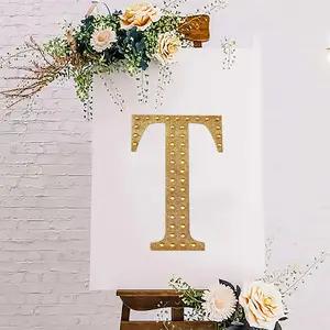 8" Gold Glitter Rhinestone Letter "T" Decorative Stickers, Die-Cut Glitter & Rhinestone Sticker Elements, Adhesive Office DIY Craft Embellishments, Decorative Sticker Stickers