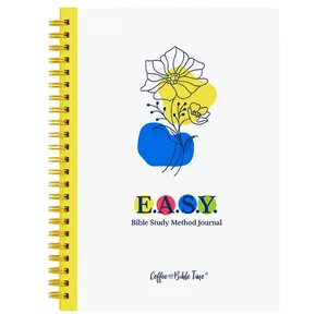 Coffee and  Time EASY  Study Method Notebook - Spiral-Bound Christian Journal for Women & Men, Scripture Study Companion to Easy  Study Method Book, 8x6  Study Journal