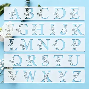 Versatile Alphabet Pattern Drawing Stencils 5 Pieces Set Widely Applicable on Paper Wood Canvas Wall for DIY Handcraft Art Design Work