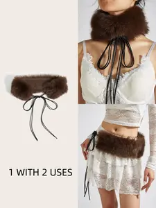 Vintage Faux Fur Belt, Trendy Belt, Casual Warm Waist Cincher, Versatile Fashion Accessory for Dresses Pants, Perfect for Travel Street Music Festivals