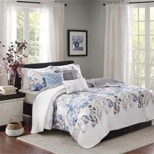 212 MAIN Luna 6-Piece Quilted Coverlet Set - Decorative Microfiber Bedding Set, Blue, King & Cal King, Decorative Bedding Set, King Size Bed