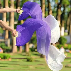 150cm/59.05in Length Belly Dance Fan, Gradient Dance Fan, Hand Dance Practice Props, Extended Silk Fan, Leisure & Outdoor Recreation Equipment