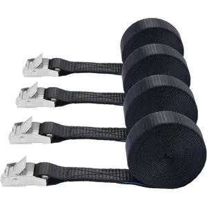 Lashing Straps,1" x 10Ft Adjustable Cam Buckle Tie Down Cinch Strap for Packing Black 4 Pack,Packing Straps Heavy-Duty for Cargo/Luggage/Kayak/Truck/SUV/Car Roof Rack