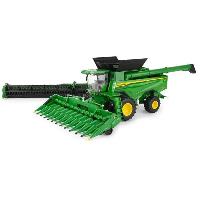 ERTL 1/32 Scale John Deere S7 800 Combine – Die-Cast Farm Toy with Dual Front Tires, HDF45 Grain Head & CF12 Folding Corn Head, Realistic Features for Play & Display