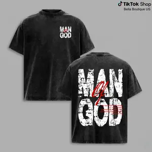 Man of God Faith Based Christian Vintage Washed Oversized Graphic Tee Scripture Inspired Religious Streetwear Heavyweight Cotton Shirt
