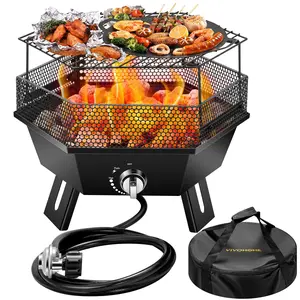 VIVOHOME Portable 58,000 BTU Propane Fire Pit, 24-Inch Smokeless Outdoor Design with Carry Bag, Tank Holder, Ideal for Patio, Backyard, Camping, Tailgating, Deck, RV