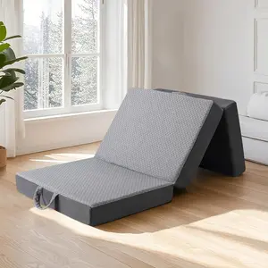 Tri Folding Mattress - Foldable Mattress for Travel/RV/Camping/Road Trip/Guest Room/Yoga, Tri-fold Memory  Mattress with Washable Cover, Handle & Non-Slip Bottom