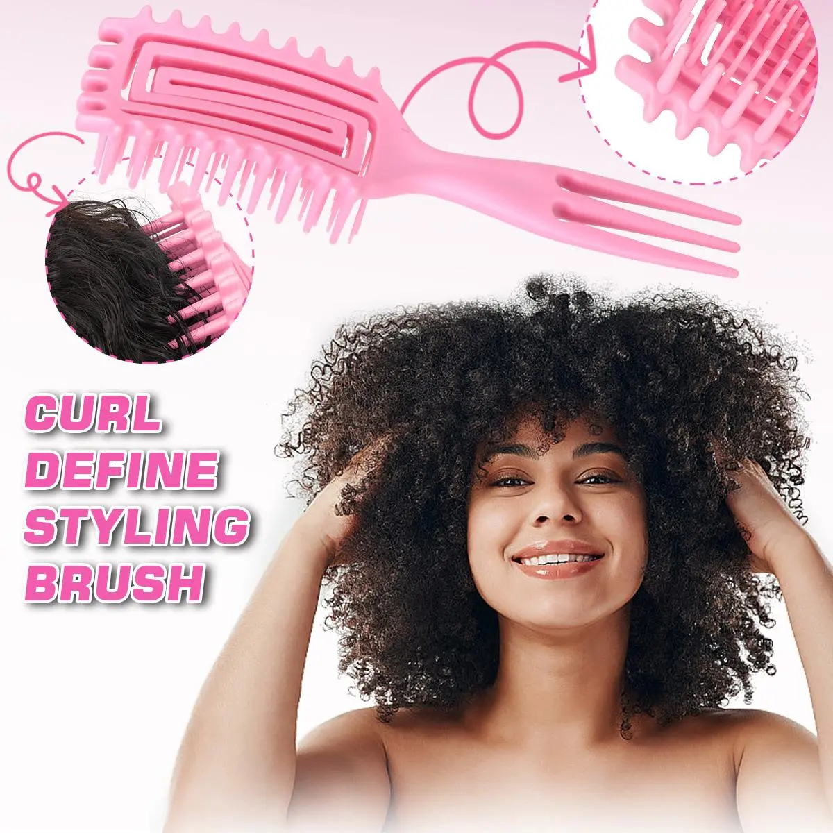 Wet Curly Hair Brush, 1 Count Curl Hairbrush Massage Tool, Detangling Brush, Anti Tangle Brush, Curl Defining Brush, Shaping and Styling Tools for Women Men Girls, Heatless Combs, Define Curl Brush