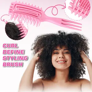 Wet Curly Hair Brush, 1 Count Curl Hairbrush Massage Tool, Detangling Brush, Curl Defining Brush, Shaping and Styling Tools for Women Men Girls, Heatless Combs