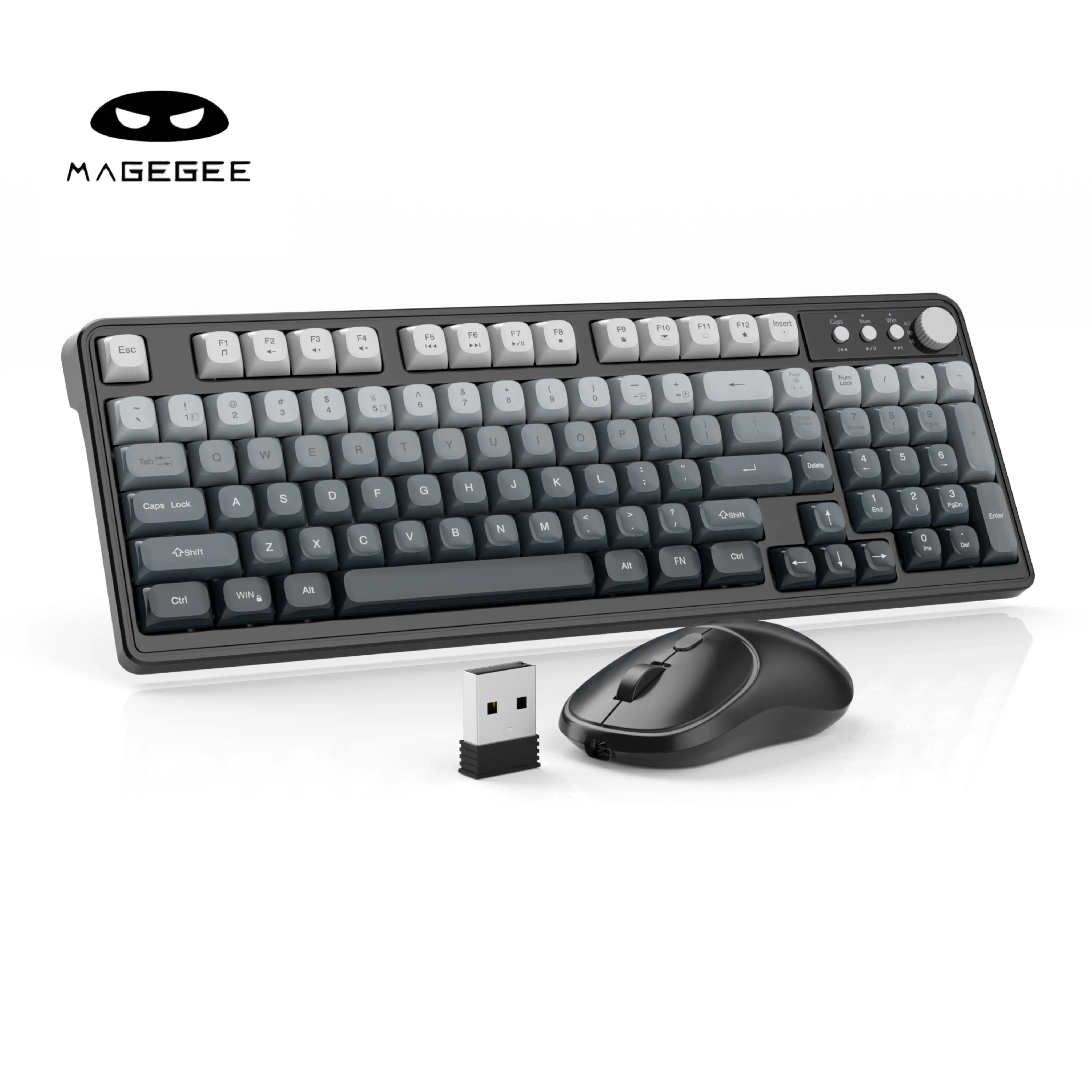 MageGee Wireless Gaming Keyboard and Mouse Combo V560, RGB Backlit Rechargeable Mechanical Feel Keyboard 2.4GHz Quiet Blue White Purple Keyboard Mouse for Mac Laptop PC Gamer