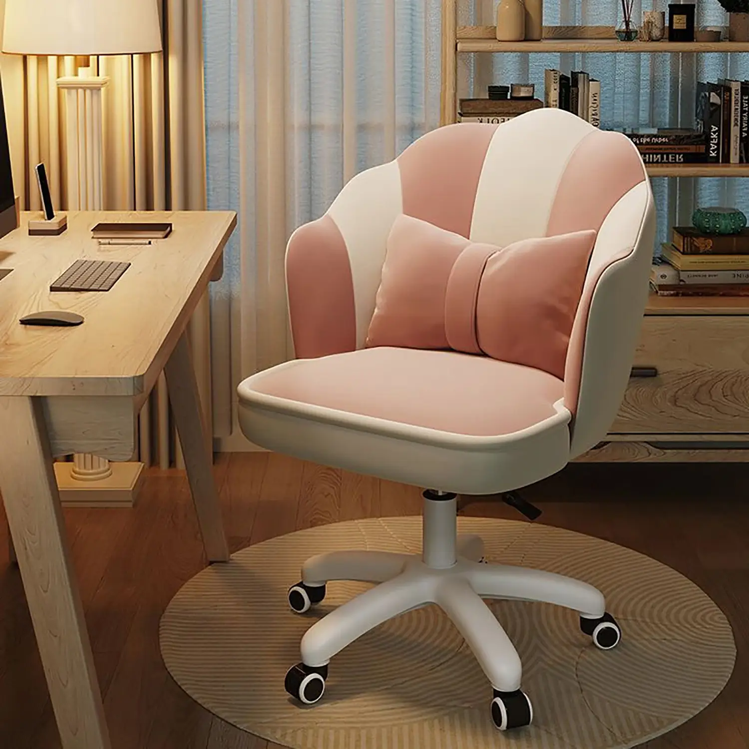【Back To School】 Cute Petal Desk Chair Vanity Chair Office Chair , Modern Fabric Home Butterfly Chairs Height Adjustable Chair Makeup Chairs Computer