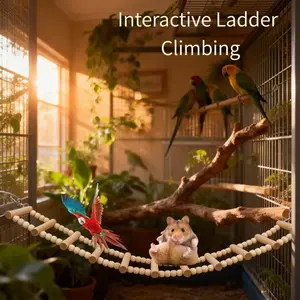 Engineered Wood Swing Ladder Parrot Enrichment Toy, Bird Cage Climbing Decorations, Intelligence Training Accessory, Made in China